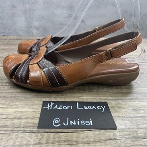 Natural Soul ~Women’s~”CIVIL”~ Brown Leather Slingback Sandal~Size 6.5